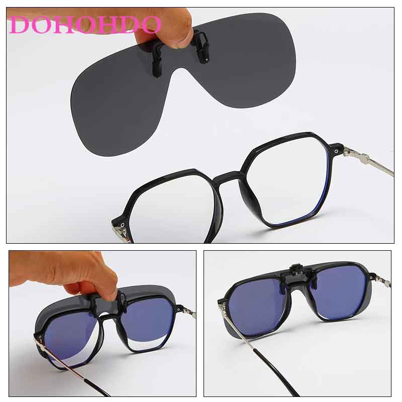 Vintage hombres Flip Up Clip en Gafas De Sol polarizadas fotocromáticas lente amarilla Gafas De conducción nocturna Gafas femeninas Gafas De Sol