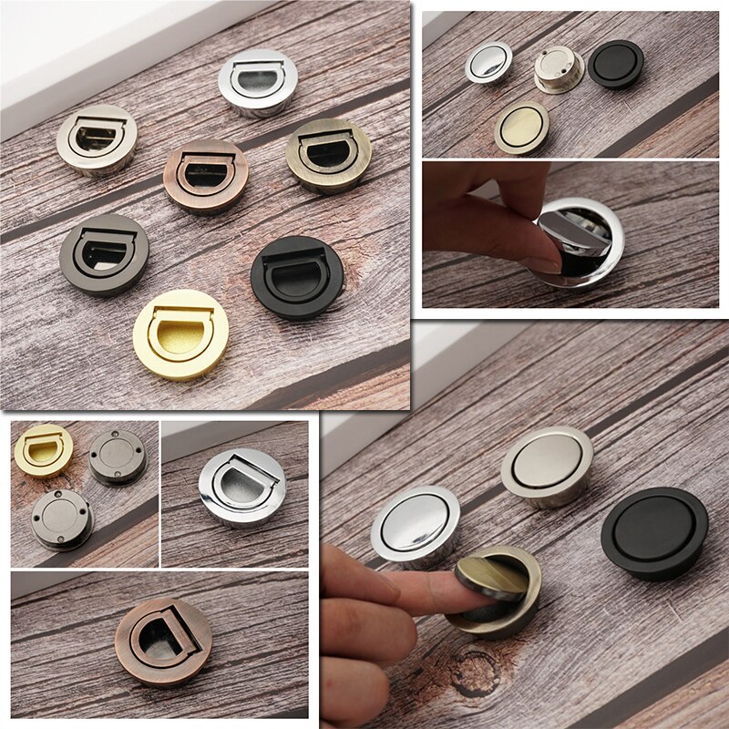 Nordic Simple Hidden Door Handles Stainless Steel Recessed Flush Pull Cabinet Invisible Round Door Handle Pull Hardware