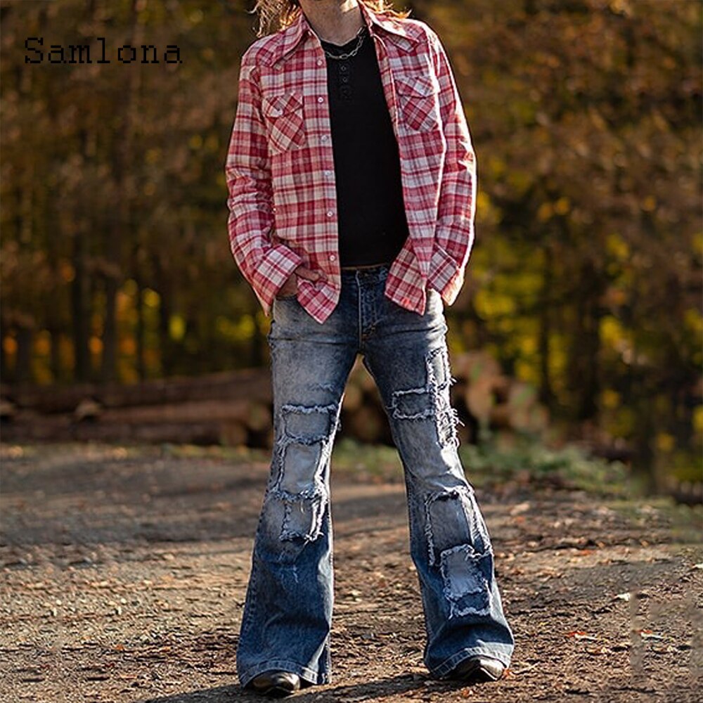 De talla grande 3XL hombres Jeans tela vaquera con corte de bota pantalones adelgazamiento Pantalones Hombre Pantalones vaqueros de retazos lápiz pantalones ropa para hombre: XXXL