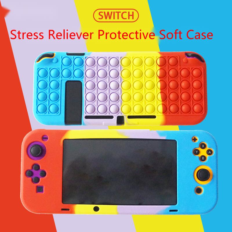 Anti Stress Speelgoed Shockproof Controller Case Silicone Soft Beschermhoes Voor Nintendo Switch Ns Console Push Bubble Shell