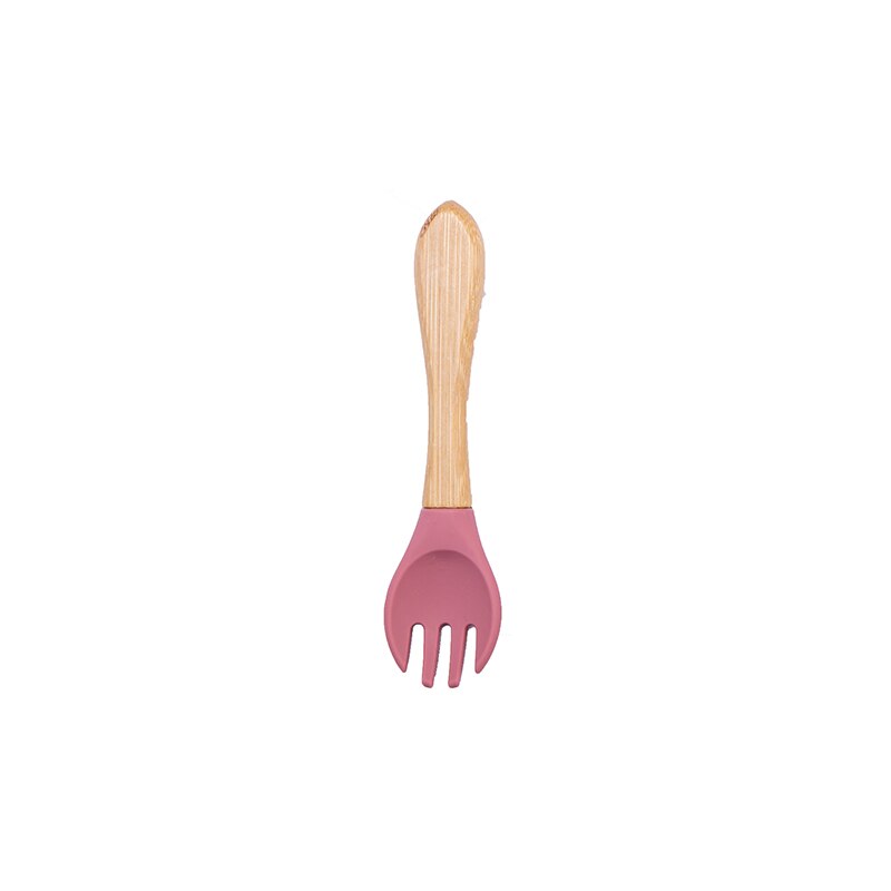 1pc Holz Silikon Baby Löffel Gabel Sicherheit Fütterung Geschirr Umwelt freundliche Kleinkind Baby Fütterung Zubehör Utensilien: Leder Pulver