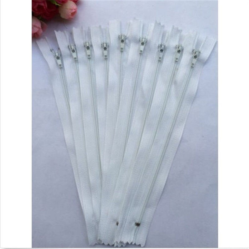 10pcs Plastic Nylon Zip Coil Sewing zippers Trousers Zippers 9 Inch 23 cm DIY Accessories for Sewing Clothing Practical: White