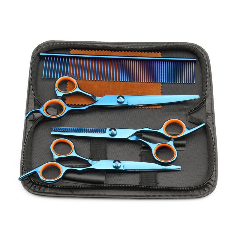 Kit de Ciseaux de Toilettage pour Chien en Acier Inoxydable, Ensemble avec Peigne pour Couper les Poils d&#39;Animaux de Compagnie, de 7 Pouces, Barbier, Amincissant