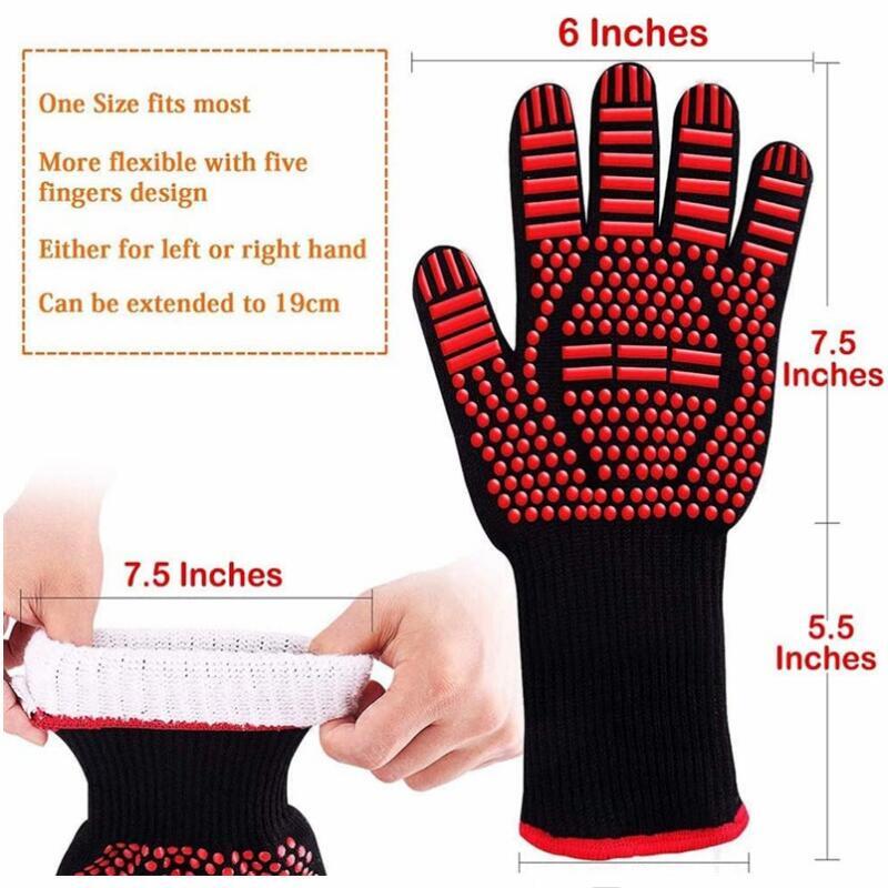 BBQ-Handschuhe, feuerfest, hitzebeständig, Ofenhandschuhe, Silikon, rutschfest, für sterben Küche, Grillhandschuhe, Grillen, Kochen, Backen, Raucherhandschuhe