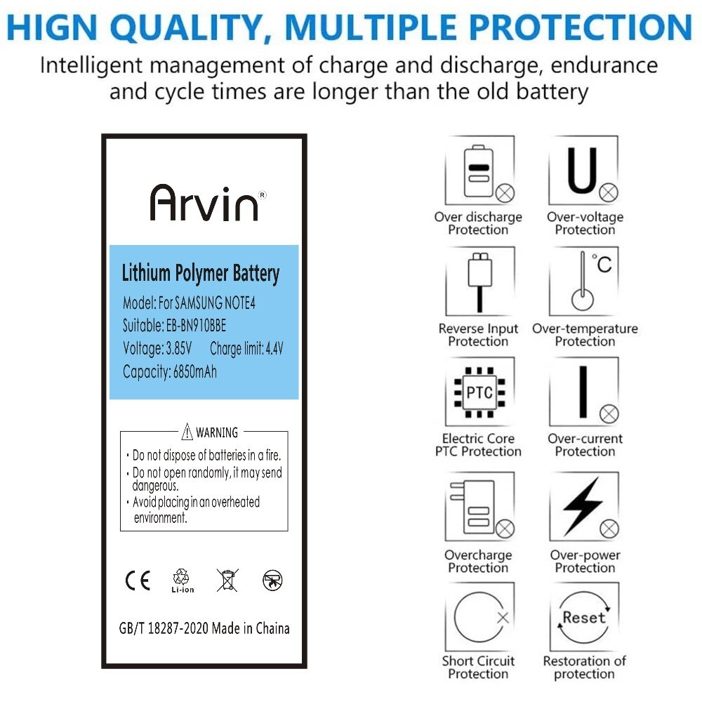 100% Originele Batterij EB-BN910BBE EB-BN910BBK Voor Samsung Galaxy NOTE4 N910a N910V N910C Note 4 N910u N910F N910H 6850Mah