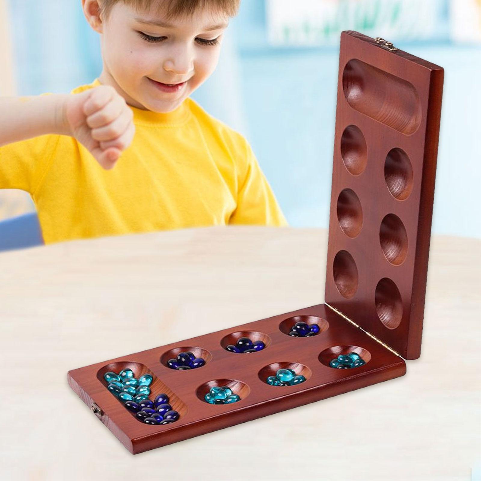 Wooden Mancala Board Game, Educational Logic Strategy Game for Entertainment