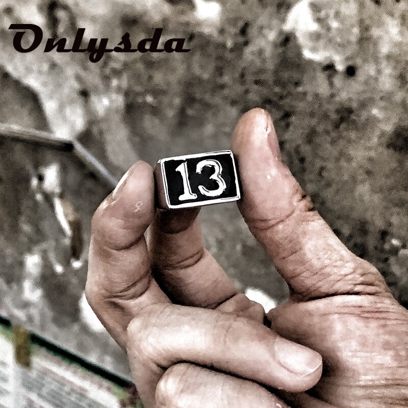 Biker Lucky Number 13 Ring 316L Vintage Stainless Steel Men Boys Cool Man Biker Skull Ring Boyfriend OSR522