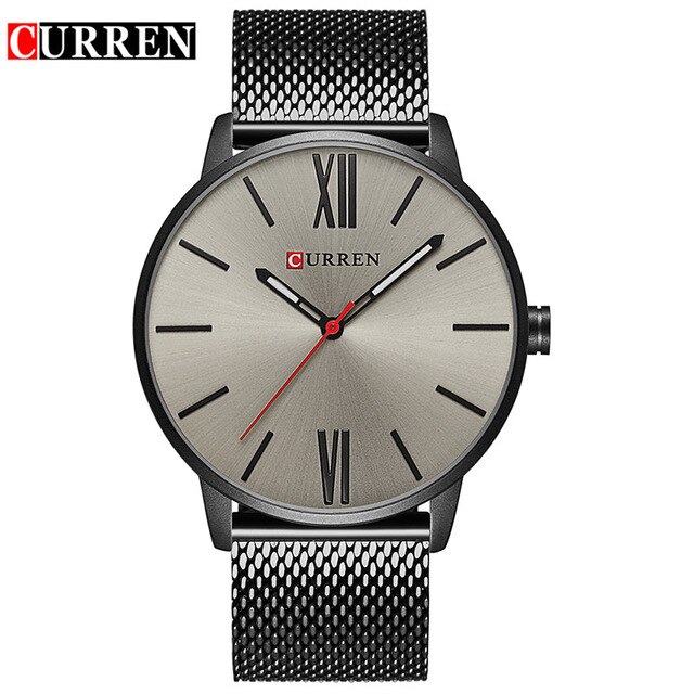 Reloj de pulsera CURREN de clásico para , reloj de cuarzo informal a la , reloj de pulsera de acero inoxidable para hombre, reloj masculino: black gray