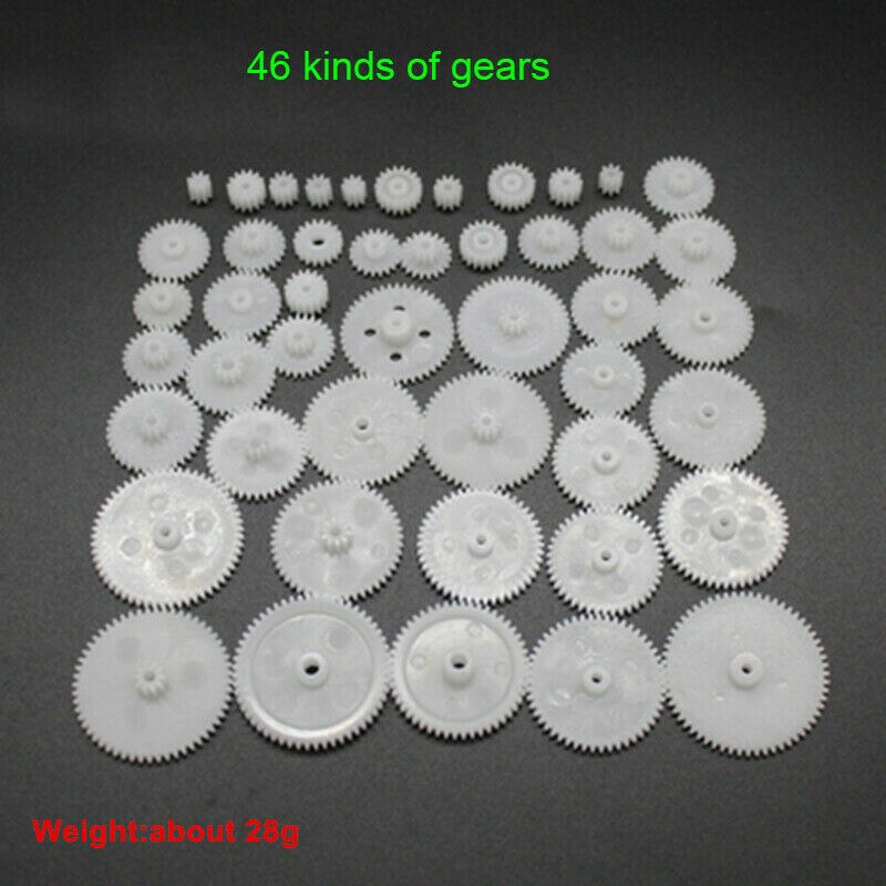 Forskellige gearpakker plast gear kit remskive rem aksel gear snekke krone motor gear samling 0.5 modul gear rack gør-det-selv legetøj