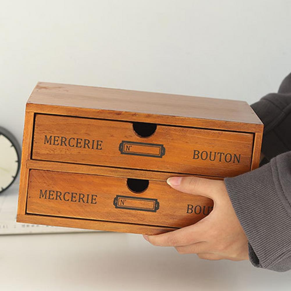 Retro Multi-layer storage box Wooden Storage Drawer Desktop Cosmetics Box Jewelry Organizer Drawer Box Cosmetics Storage Box