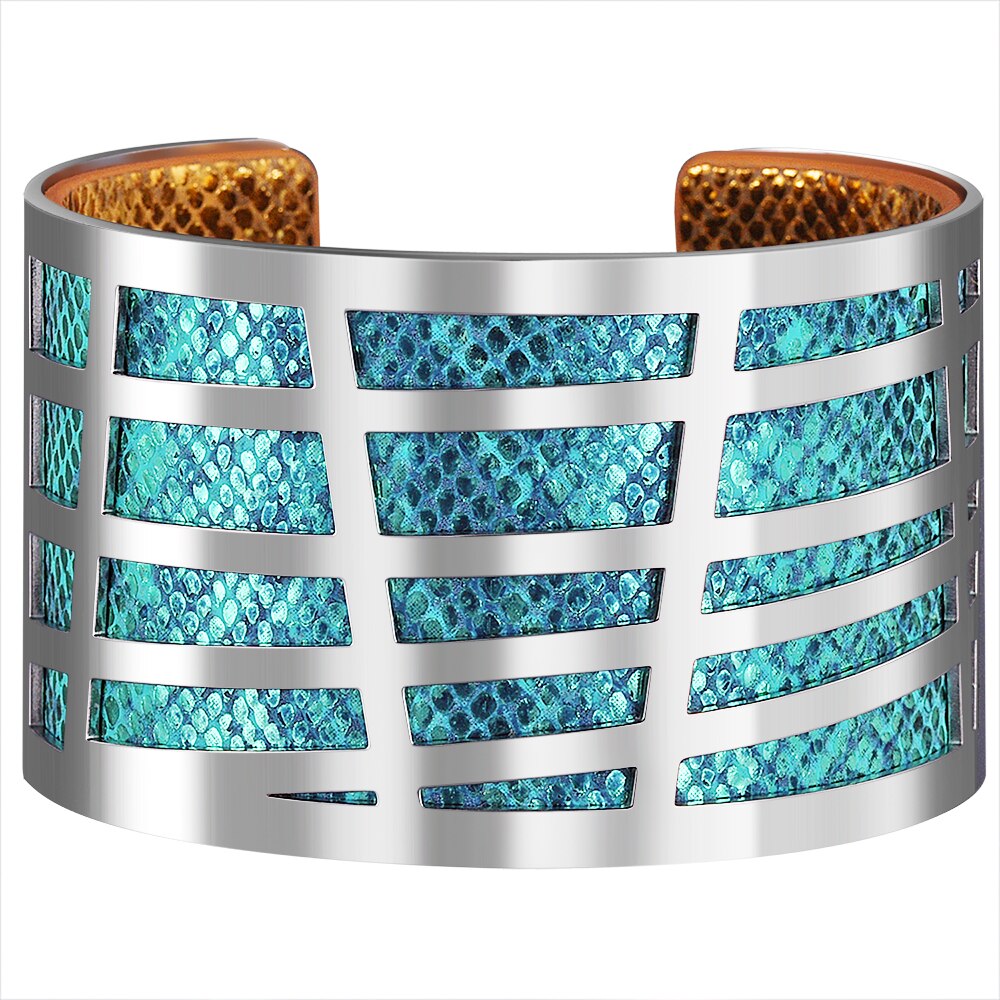 Stainless Steel Bracelet Interchangeable Magnet Button Cuff Bangles PU Leather Stripe Pulseiras Georgettes Femme Bracelet Bijoux: 4CM-B