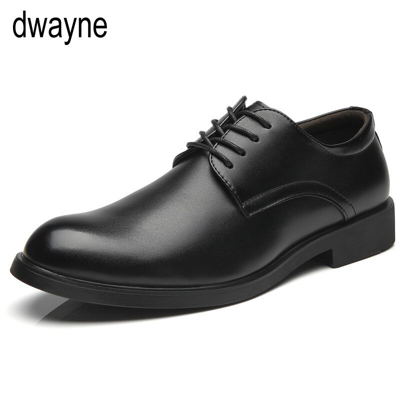 Classic Black Leather Business Shoes Men Lace Up Round Toe Formal Dress Derbies Shoes 38-44 dress shoes men