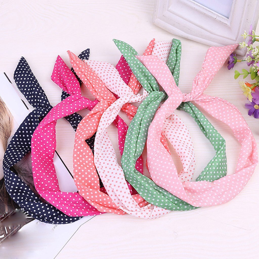 Diadema para el pelo ajustable con dibujos animados y lazo para niñas, banda multiusos para el cabello con alambre de metal, cinta para el pelo con estampado para mujeres, bonito turbante con lazo cruzado