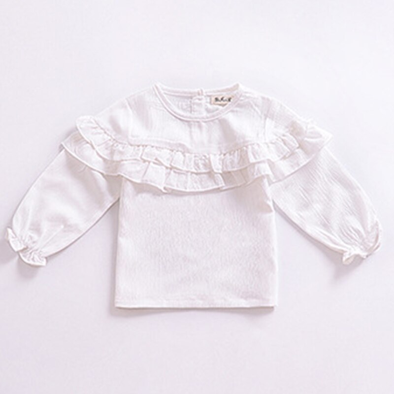 Kinderkleding meisjes herfst lange mouwen kleding kinderen effen kleur ruches onderkant kleding kinder shirt