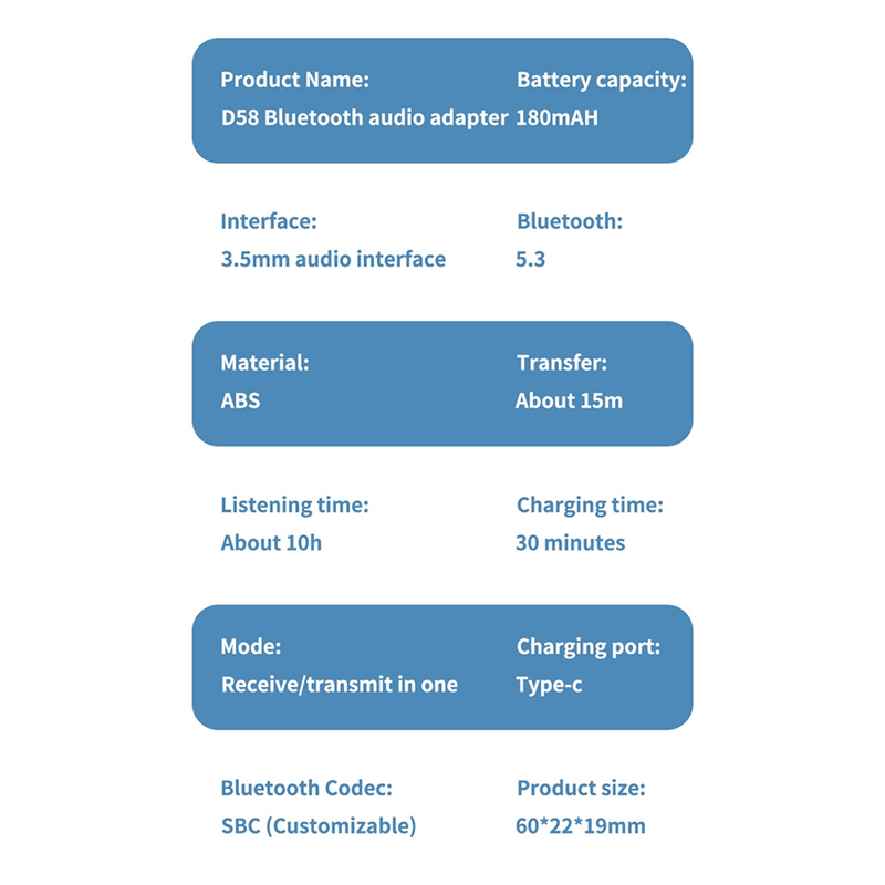 Y43A-Bluetooth 5.3 Audio Receiver Transmitter 3.5MM AUX With Mic Stereo Music Adapter For Headphones PC TV Car Speakers