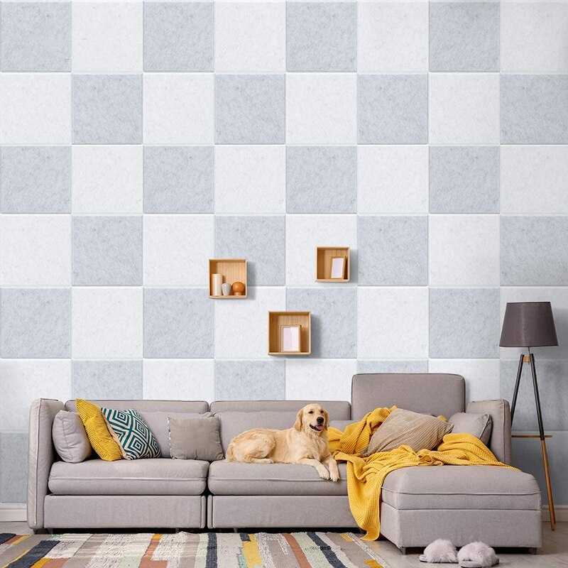 12 Pack Acoustic Panels, 12 x 12 x 0.4 Inches Soundproofing Foam Acoustic Tiles Studio Foam Sound Wedges(Silver Grey)