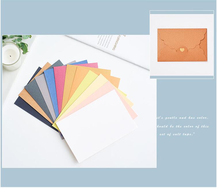 50pcs 10.5*7cm Pearlescent Kraft Paper Love Heart Envelope Mini Card Envelope Romantic Love Letter Paper Envelope