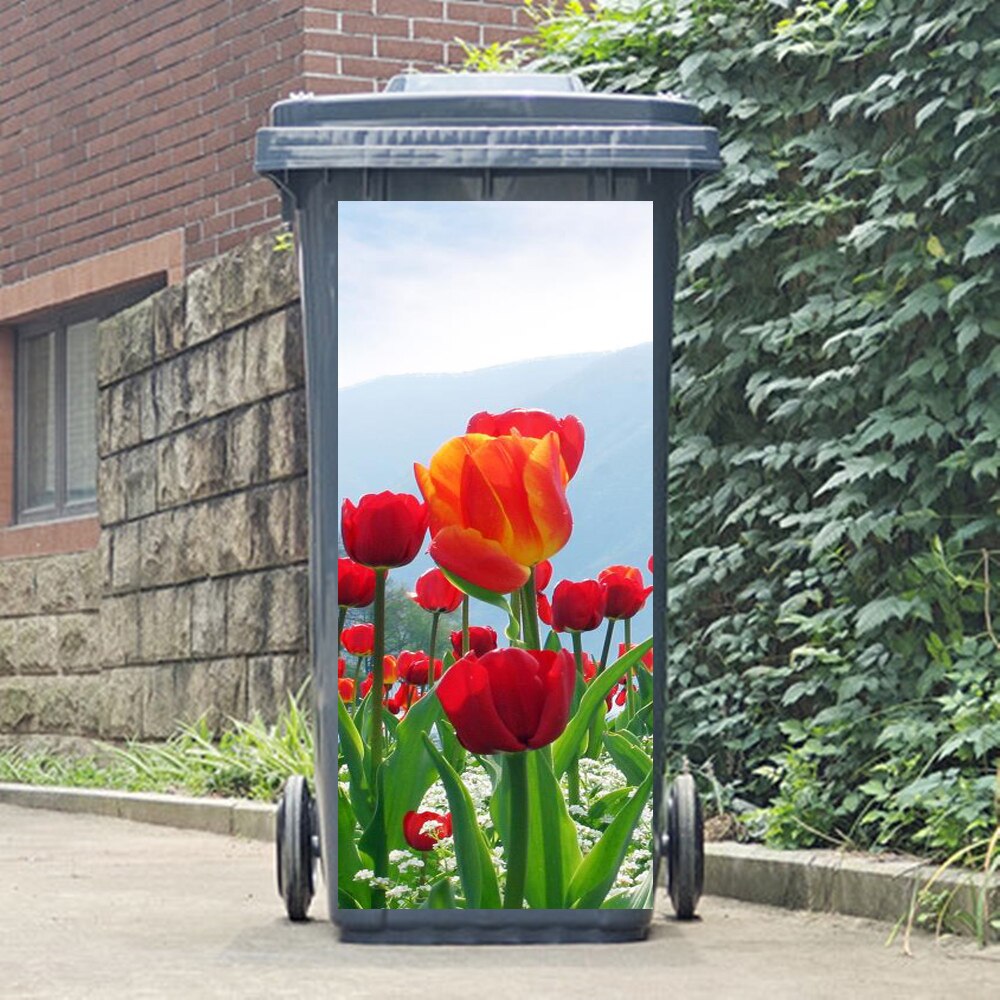 Outdoor Prullenbak Sticker Vinyl Natuurlijke Groene Planten Boeket Zelfklevende Trush Keuken Wheelie Bin Stickers Vuilnisbakken Stickers