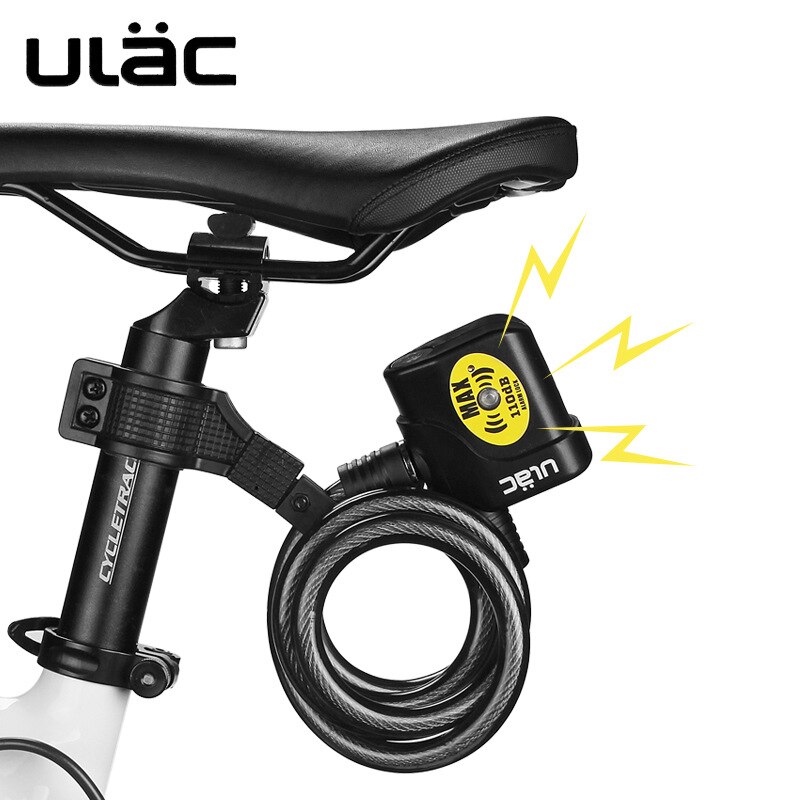 Ulac Bike Lock Bicycle Electronic Alarm Lock Cycling 110Db Loud Cable Mtb Bicycle Anti-Theft Locks Road Bike Safe Wire Locks