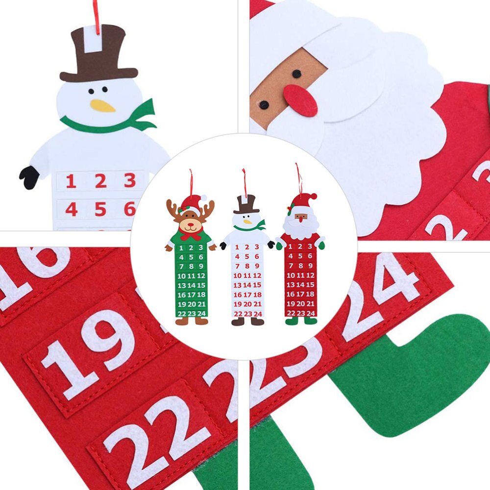 Felt Christmas Advent Calendar Hanging Christmas Tree Countdown Calendar
