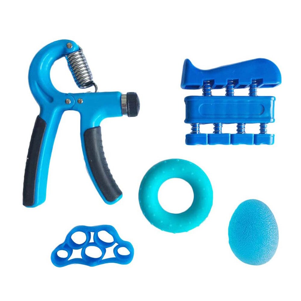 5 stk håndgrebssæt r-shape håndtræner sport styrketræning forstærker griber fjeder finger pinch carpal expander: Blå