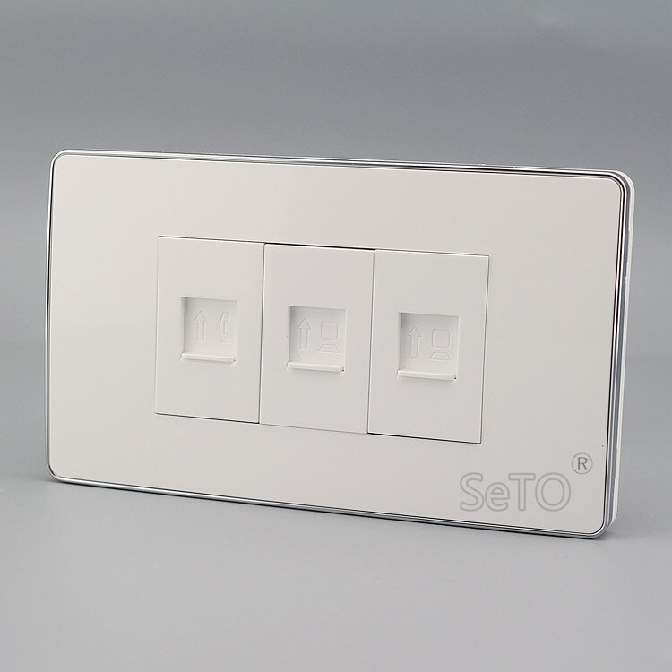 SeTo 120 Type 2 Poorten Cat6 Netwerk + RJ11 Cat3 Telefoon Panel Wandplaat Socket Keystone Faceplate