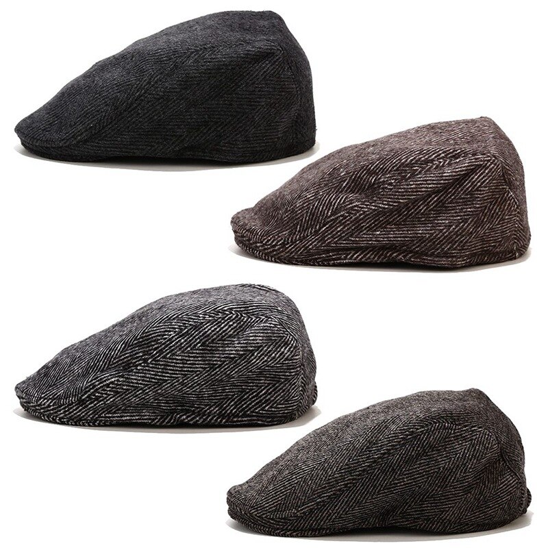 Boina cálida de lana para invierno, gorra para conducir al sol, gorra plana a la , gorras tipo boina para hombres, gorra con visera