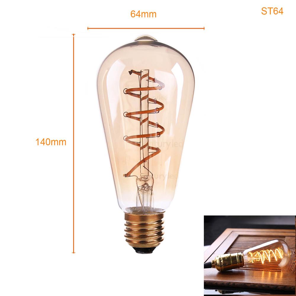 GANRILAND Retro LED Lamp E27 220V Dimmable LED Bulb Filament Light 3W 2200K Diamond Gold Edison Spiral Bulbs G125 G80 led lampen: ST64 / 3W E26 110V-130V