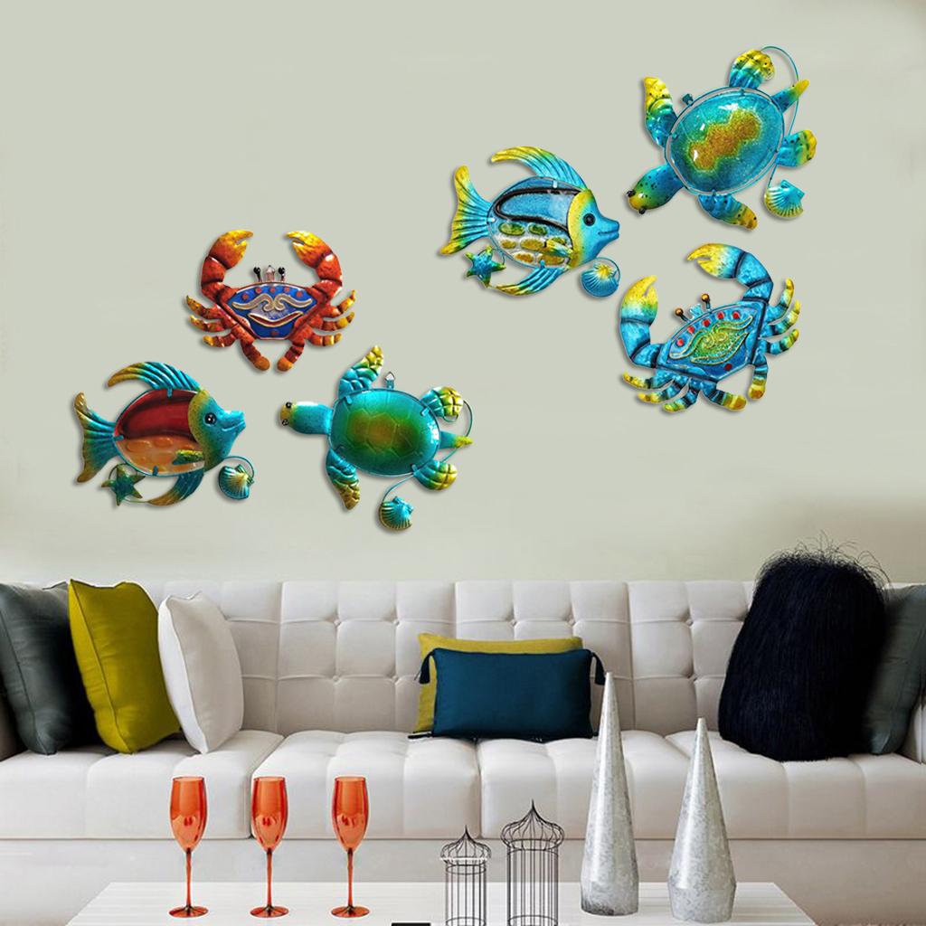 6Pcs Metal Sea Turtle Wall Decor Decorations for Garden Pool Patio Bathroom
