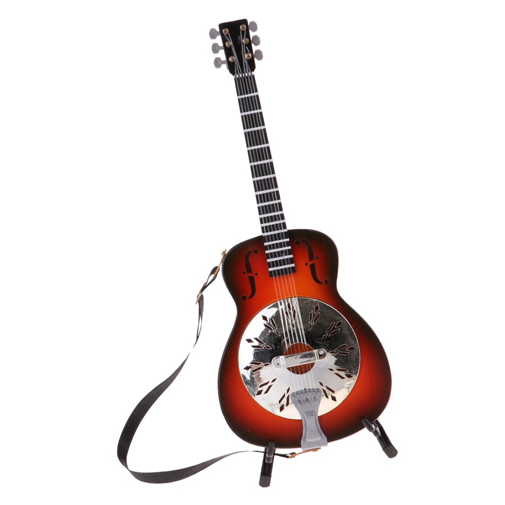 Handmade Wooden Electric Guitar Model with Stand for 1/6 Action Figures 12'' Dolls Accessories #5