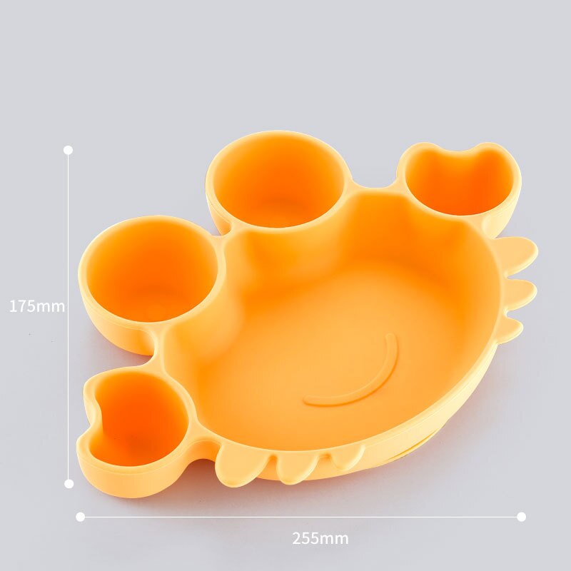 Baby Kommen Diner Platen Siliconen Zuig Feeding Servies Bpa Gratis Antislip Baby Gerechten Krab Voedsel Voeden Kom voor Kids: Yellow Crab