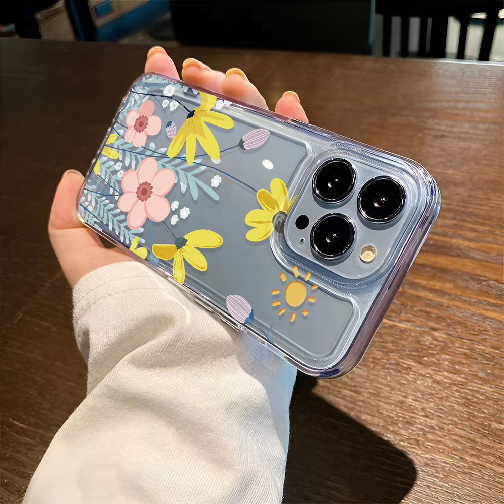 Flower Case For iPhone 13 Cases iPhone 15 12 11 14 16 Pro Max 14 15 Plus 16Pro iPhone 16E Clear Shockproof Cover Funda