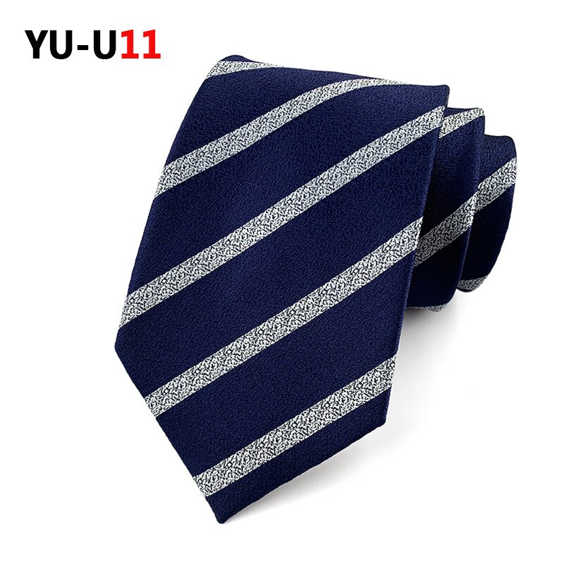 Cravate à carreaux rayée pour hommes, 8cm, décontractée, costume d'affaires de mariage, Jacquard, robe formelle, cravate Slim pour hommes: YU-U11
