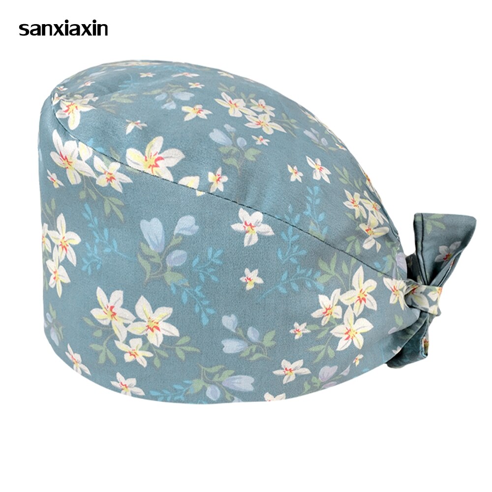 cartoon printing adjustable breathable scrub cap custom beauty salon nursing caps hospital surgical caps