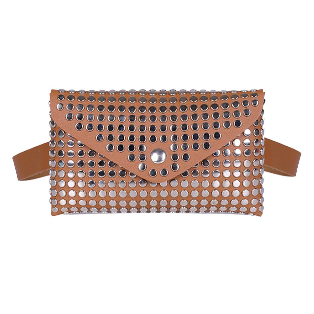 Saco Da Cintura bloco de Fanny Bolsa Cinto De Couro Das Mulheres Da Moda Rebite Flip Couro Mulheres Embreagem Ombro Saco Crossbody Pacote de Cintura No Peito