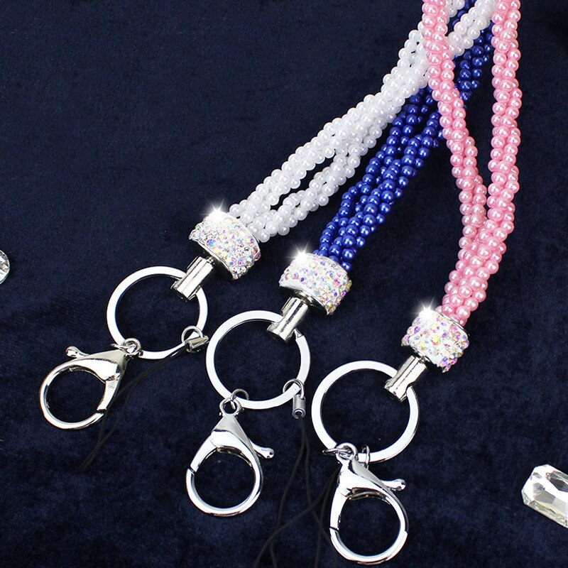 Draagbare Kaart Pak Touw Universele Pearl Lanyard Mobiele Telefoon Nekkoord Mode Lanyard Sleutelhouder Strass Lanyard