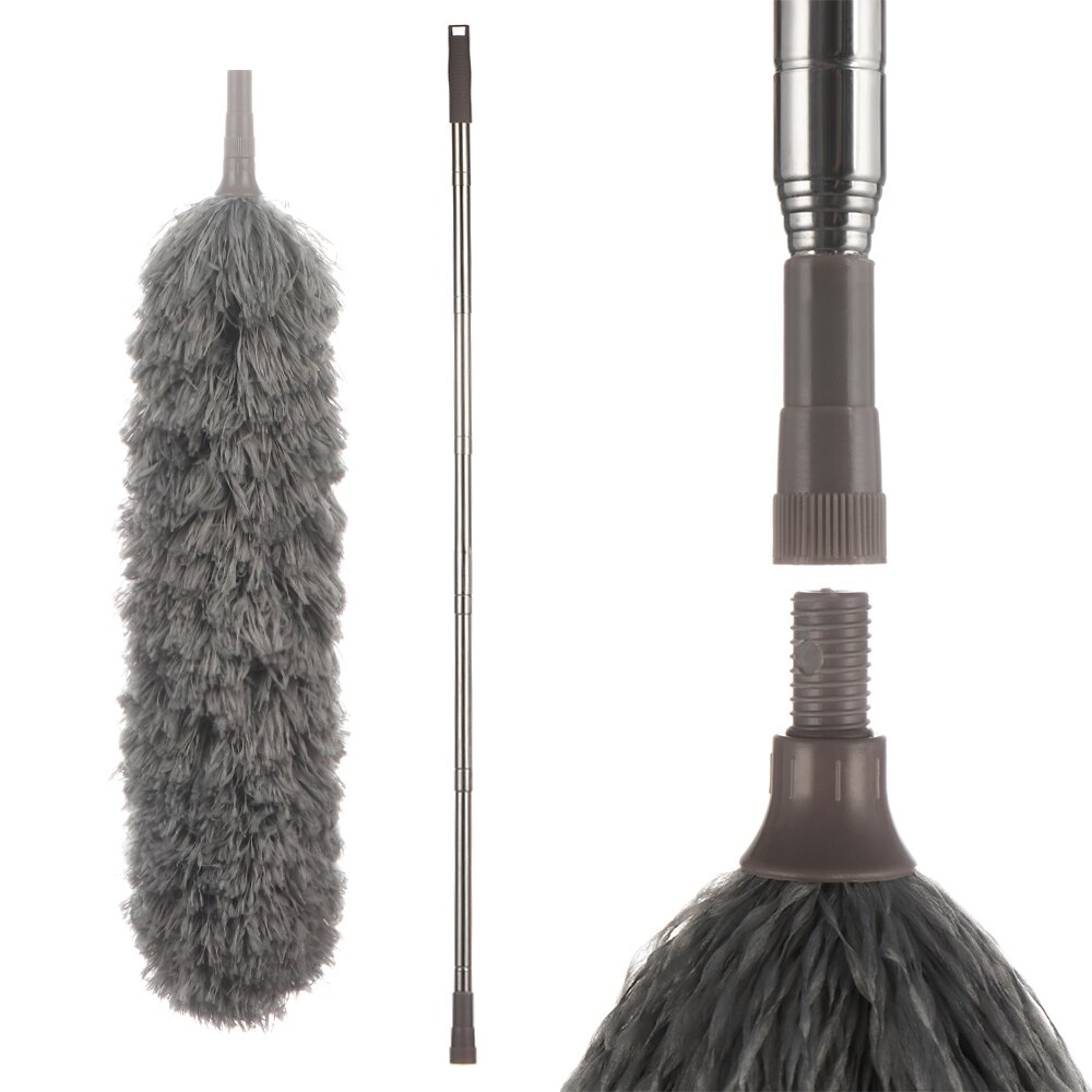 Telescoping Microfiber Duster Dsuter with 1.5/2.5 Meter Stainless Steel Extension Pole Detachable Washable Bendable Cleaner