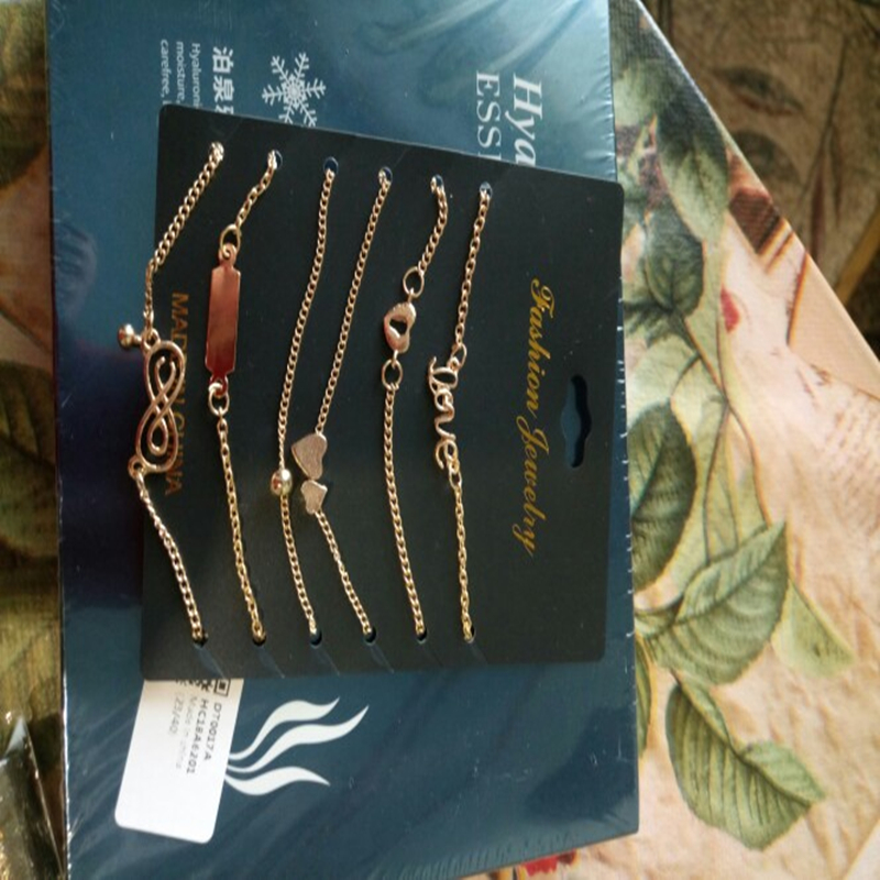 Bohème 6 pièces/lot ensembles de cheville pour femmes Bracelet de cheville sur la jambe or coeur amour barre infini pied chaîne cheville plage bijoux