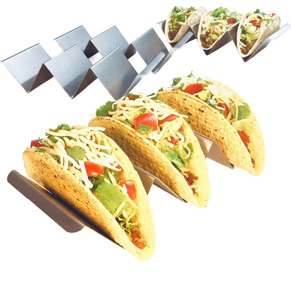 1PC Keuken Taco Holder Stand Rvs Taco Rekken Tortilla Houders Metalen Pannenkoek Taco Trays met Handvatten voor Grill oven