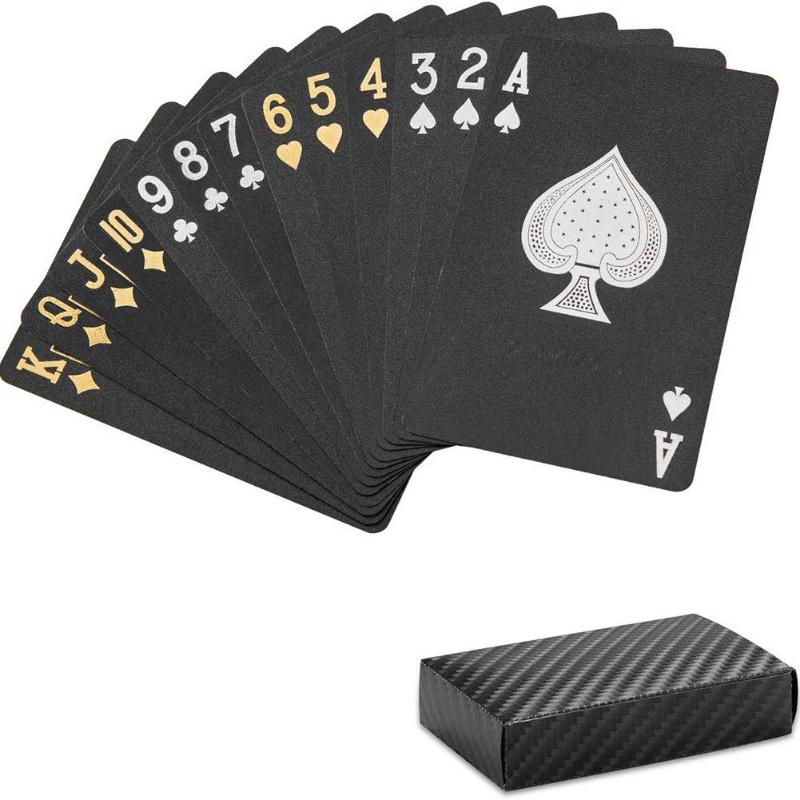 Goldene Spielkarten Set Wasserdichte Kunststoff PVC Schwarz Farbe Poker Karten Sets Magie Tricks Poker Kreative Box-verpackt 54 blätter/set