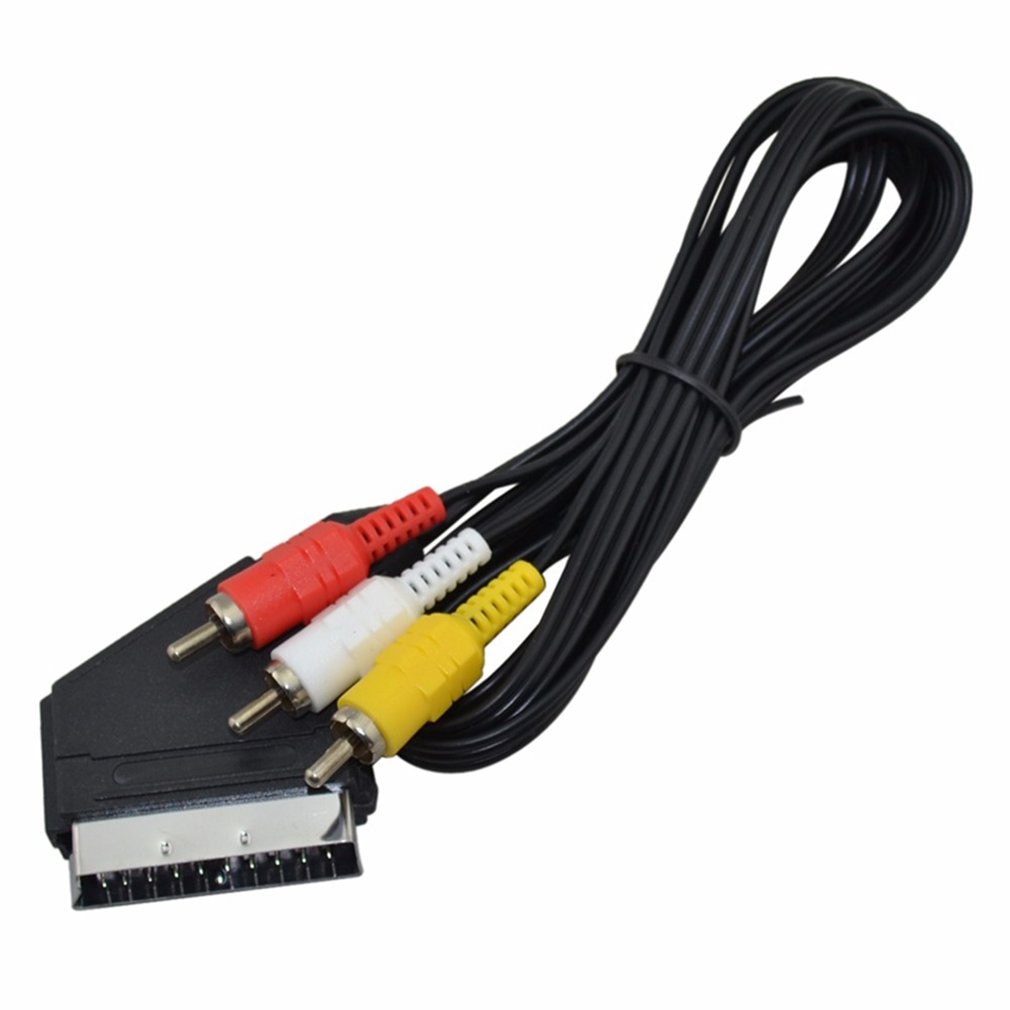 1.5M Scart To 3 RCA Scart Audio Video TV/DVD Male Cable Lead Switch Composite Cable Durable PVC Jacket