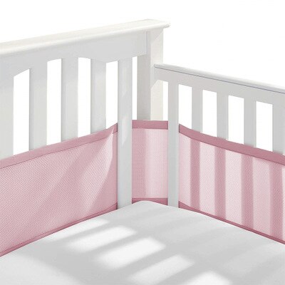 Pasgeboren Baby Bed Bumper Zomer Mesh Bumpers In De Wieg Ademend Cot Bumper Voor Head Protector Baby Beddengoed Set Kamer decor: pink