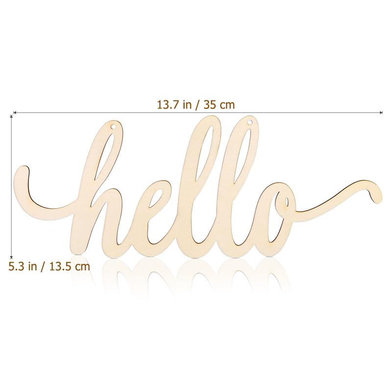 Letrero de madera Hello decoración de pared letras de madera DIY bloques palabras firmar puerta de madera decoración de Arte (35x14x0,5 cm)