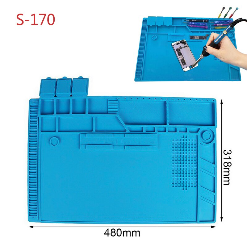 Heat Insulation Working Mat ESD Soldering Station Heat-resistant Phone Repair Maintenance Mat Electrician Insulator Pad Platform: S-170