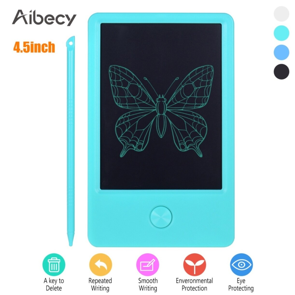 Aibecy Mini Pocket 4.5 Inch LCD Writing Tablet Electronic Graphics Drawing Board Handwriting Pad with Stylus Pen Erase Button: Green