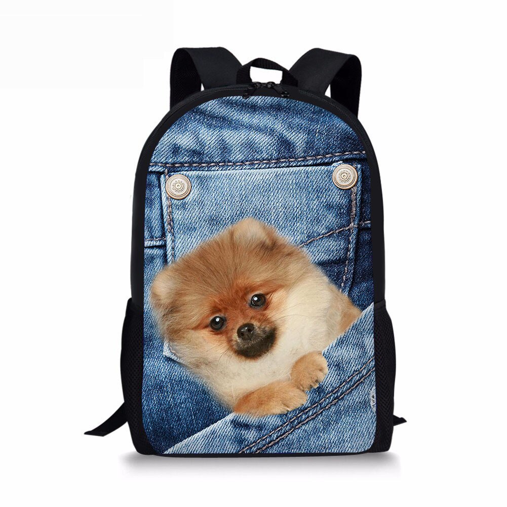 FORUDESIGNS Demin gato mochila para niñas adolescentes niños perros impresión lindo niños mochila mochilas para casuales de las mujeres de mochila: CC1775C