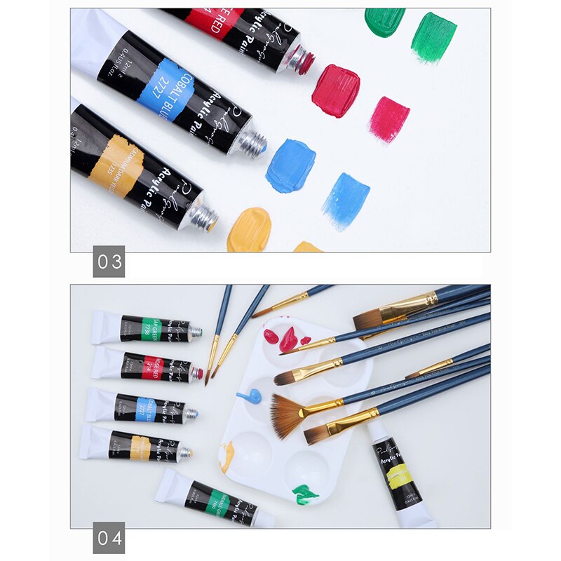 12/24 Color Acrylic Paint Set Home DIY Painting Drawing Pigment Art For Craft Artist 12ml Tubes