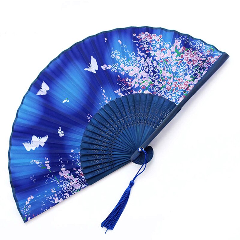 Chinese Japanse Vouwen Ventilator Houten Schacht Klassieke Dans Fan Kwastje Elegent Vrouwelijke Fan: D