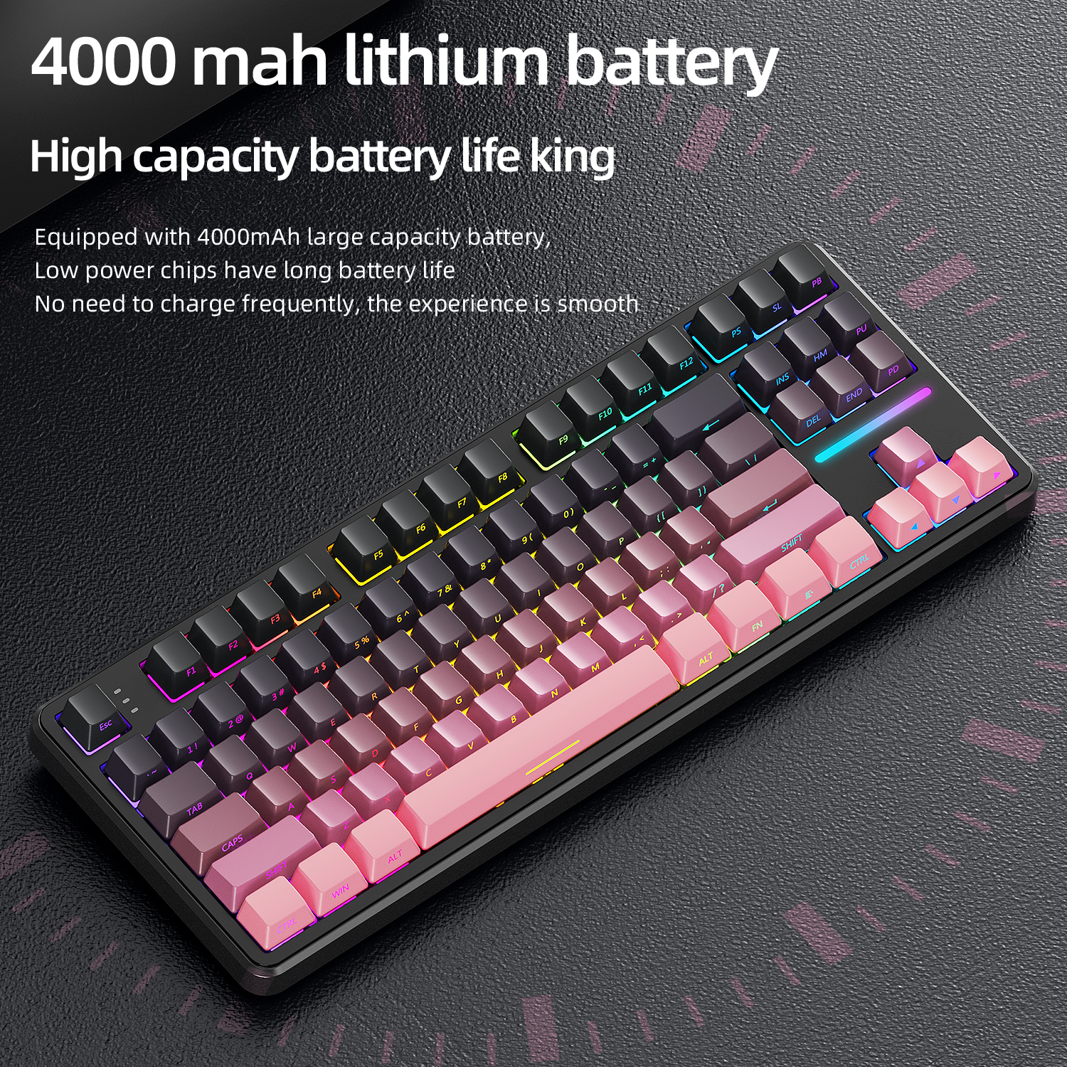 Klawiatura do gier Attack Shark X87 Macro Drive, klawiatura mechaniczna Bluetooth z grawerowaną bokiem półprzezroczystą postacią, RGB, Hot-Swap