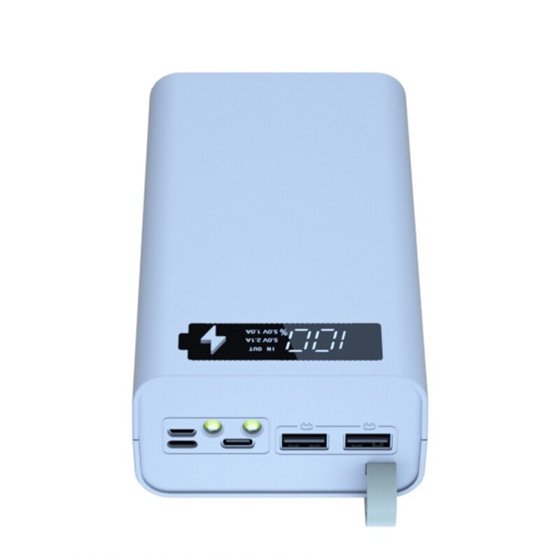 18650 powerbank-hüllen mit zwei usb-anschlüssen, kabellosem ladegerät, akkubox und handy-ersatzteilen: Weiß